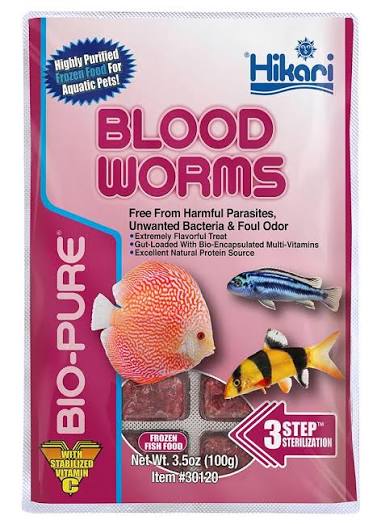 Hikari Bio-Pure Frozen Blood Worms Cube Pack - 3.5oz