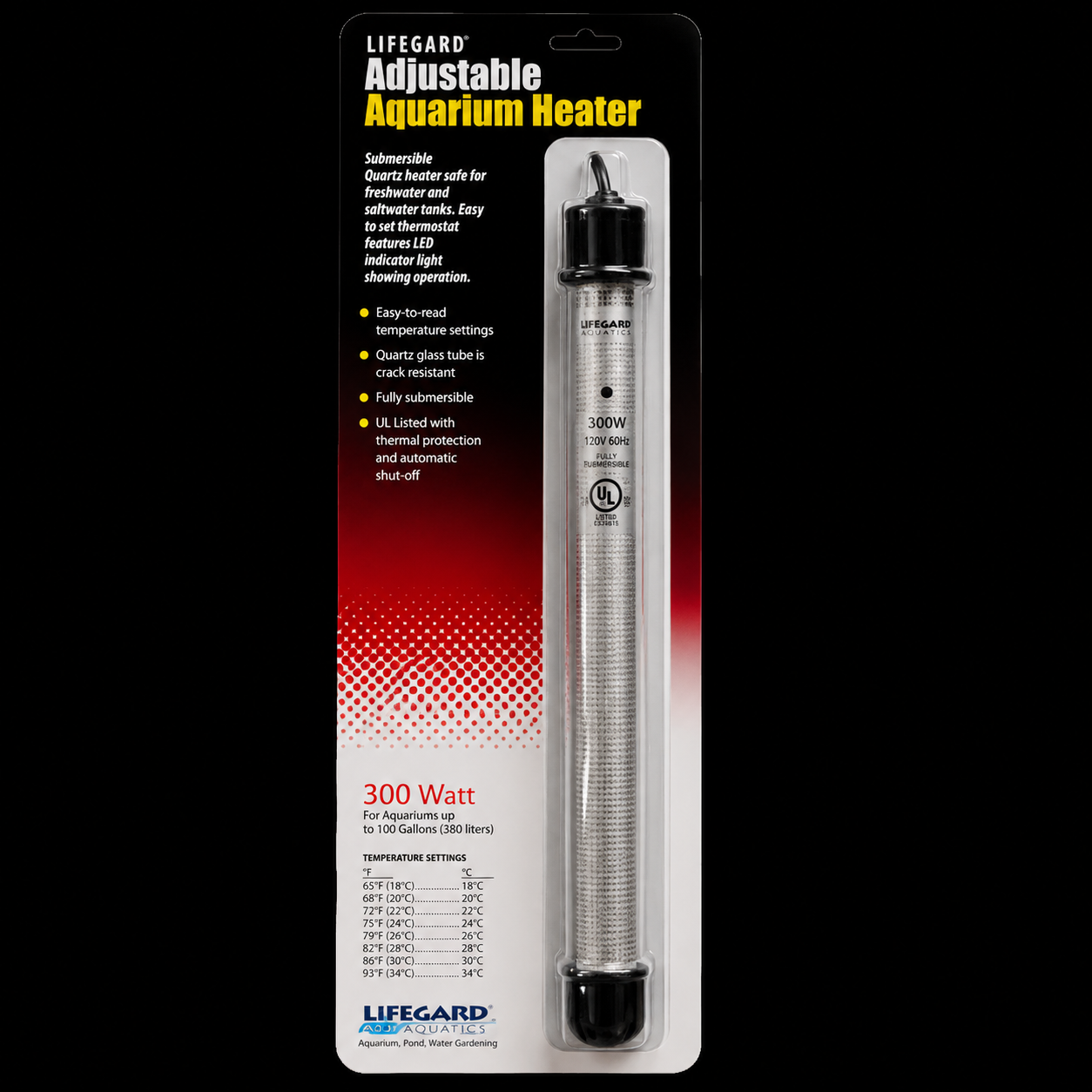 Lifegard Aquatics Adjustable Quartz Glass Aquarium Heater