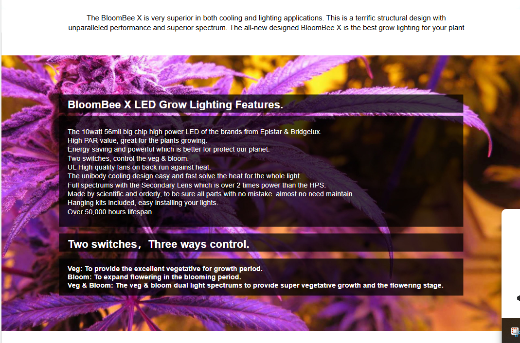 MicMol Bloombee X1 Grow light (Industrial size)
